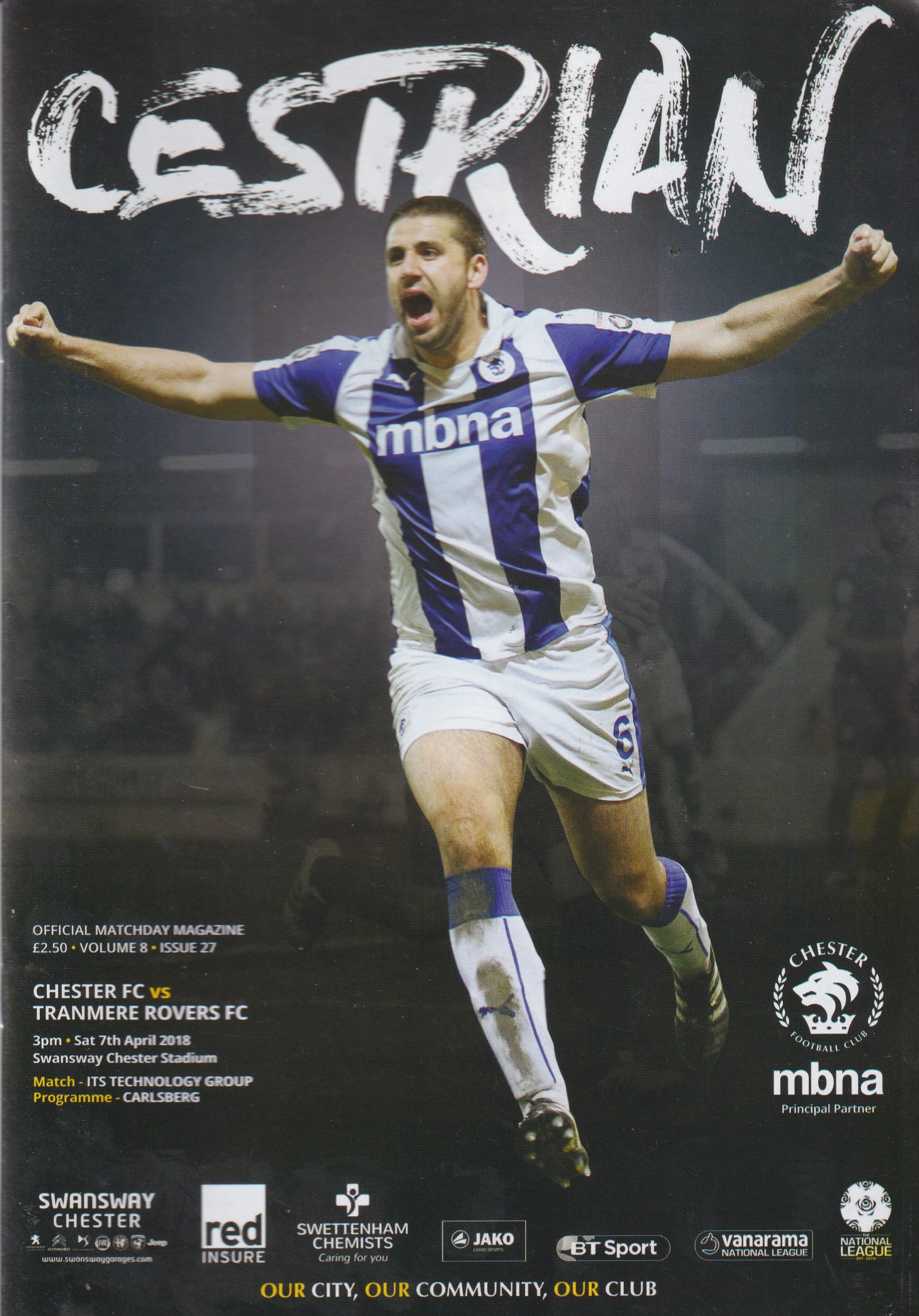 Chester v Tranmere Rovers match programme